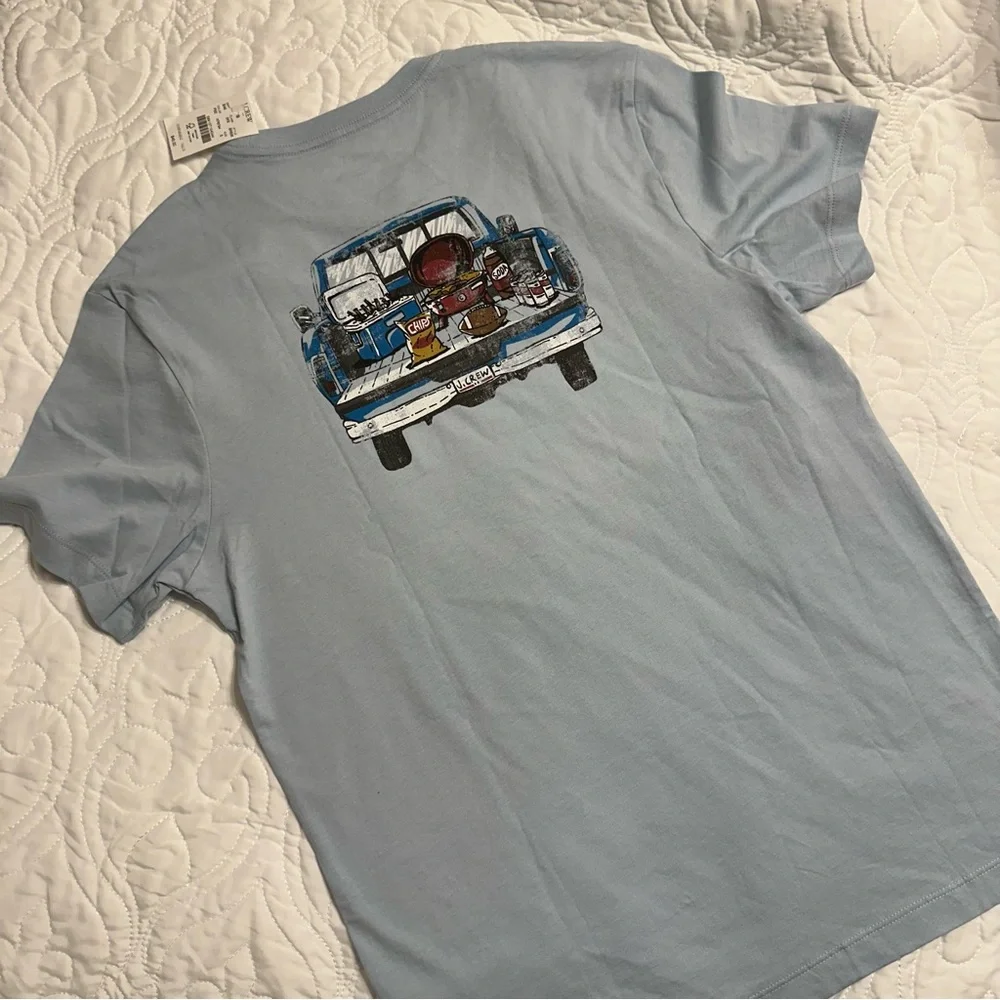 NWT J.Crew Men’s Blue tee shirts with Tailgate crew on front & picture on back.
